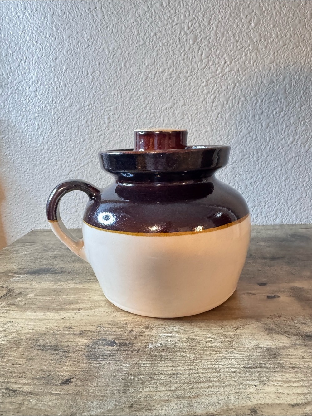 Brown & Cream Stoneware Crock Jar with Lid - Picture 5 of 12